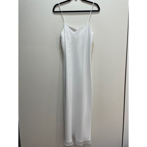 Vintage La Vie En Rose Slip Dress S Maxi White Bridal Trad Wife Y2K Rosette Prom